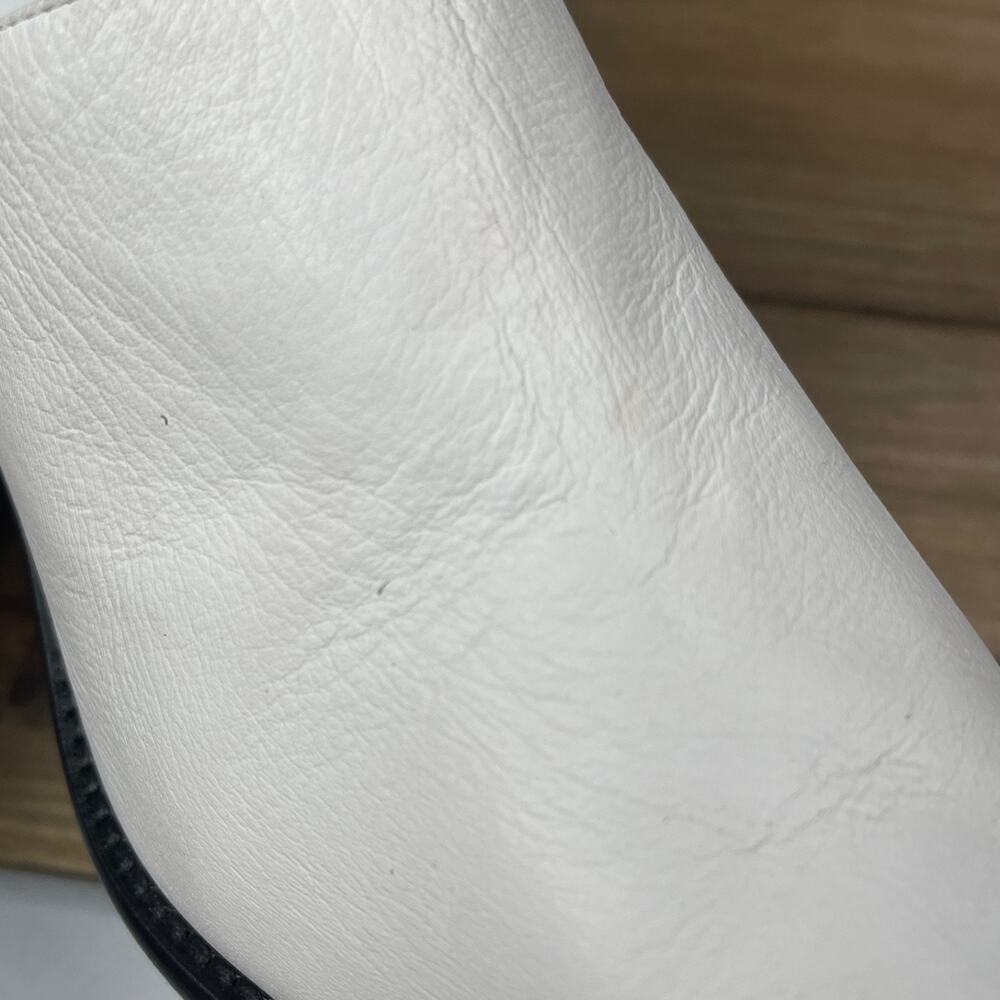 BY FAR Women's Block Heel Mule Clog Size 39 White Nappa Leather Pointed Toe - Picture 12 of 16